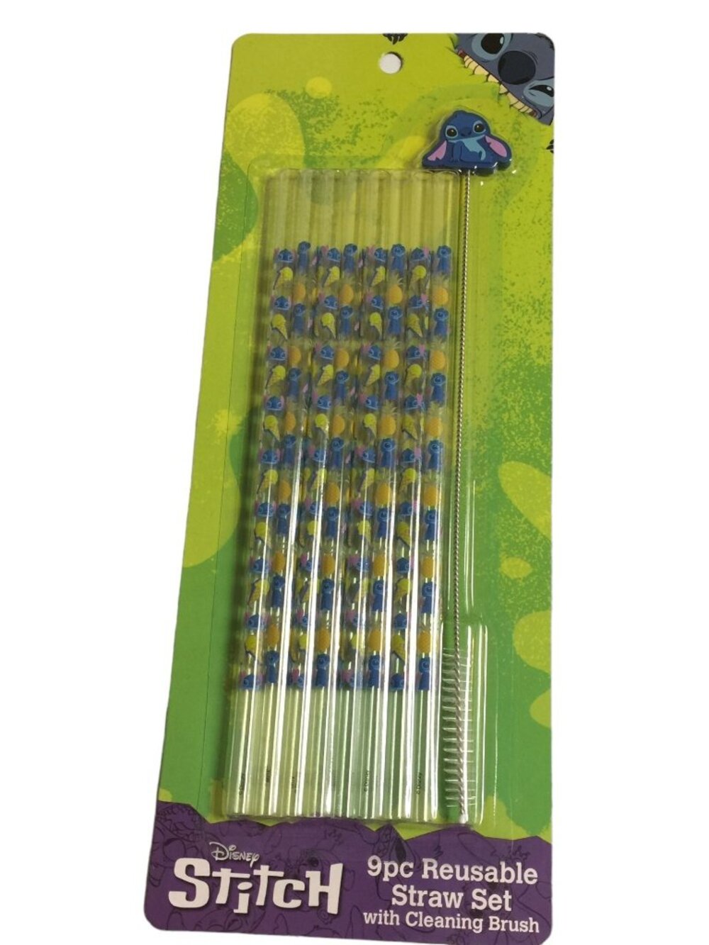 Disney STITCH 9 Piece Reusable Straw Set with Cleaning Brush
